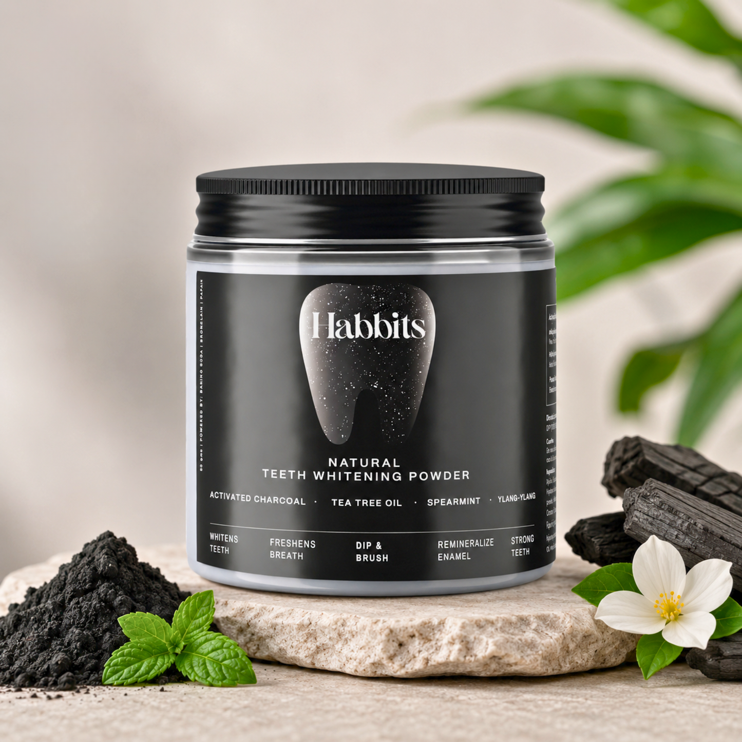 Natural Teeth Whitening Powder- Charcoal & Ylang-ylang mint