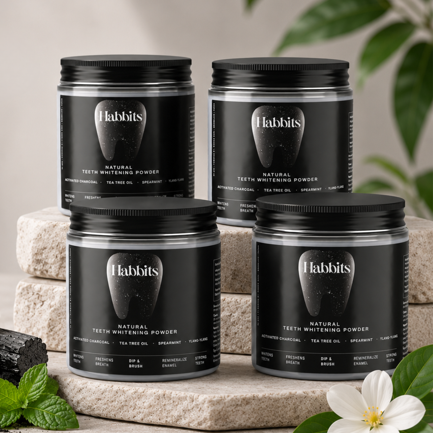 Natural Teeth Whitening Powder- Charcoal & Ylang-ylang mint
