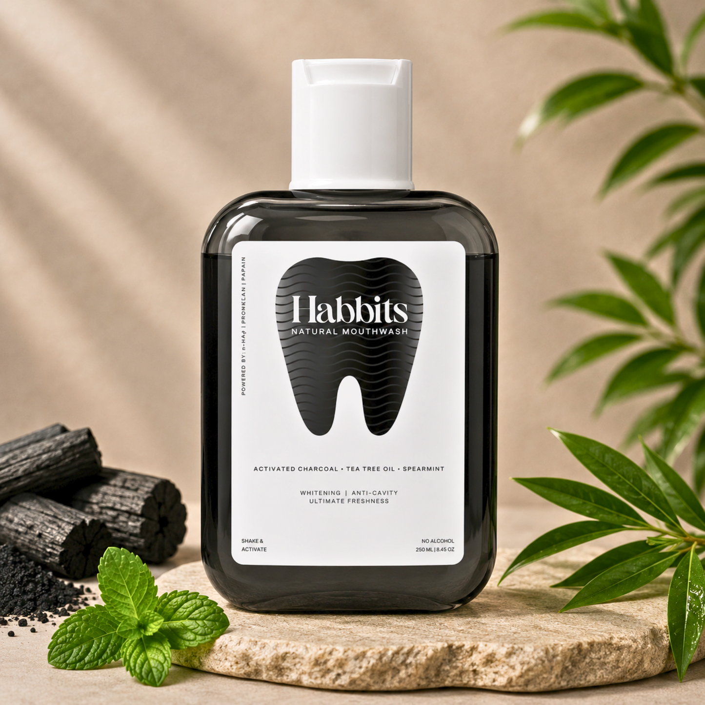Teeth Whitening Natural Mouthwash- Charcoal & Spearmint