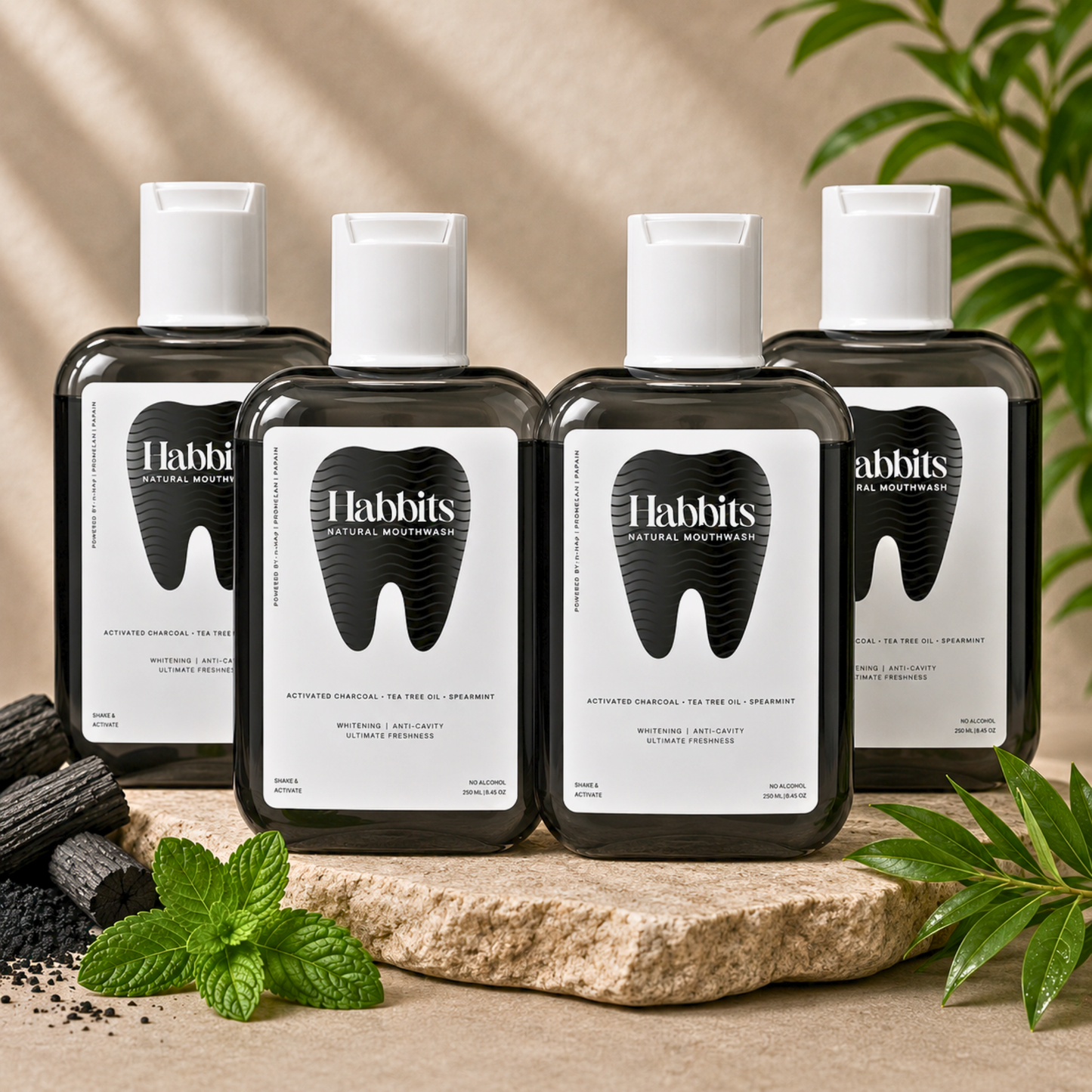 Teeth Whitening Natural Mouthwash- Charcoal & Spearmint