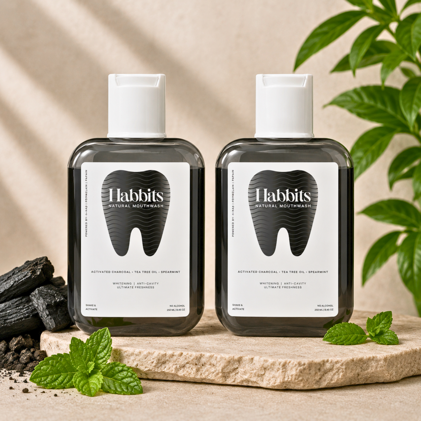 Teeth Whitening Natural Mouthwash- Charcoal & Spearmint