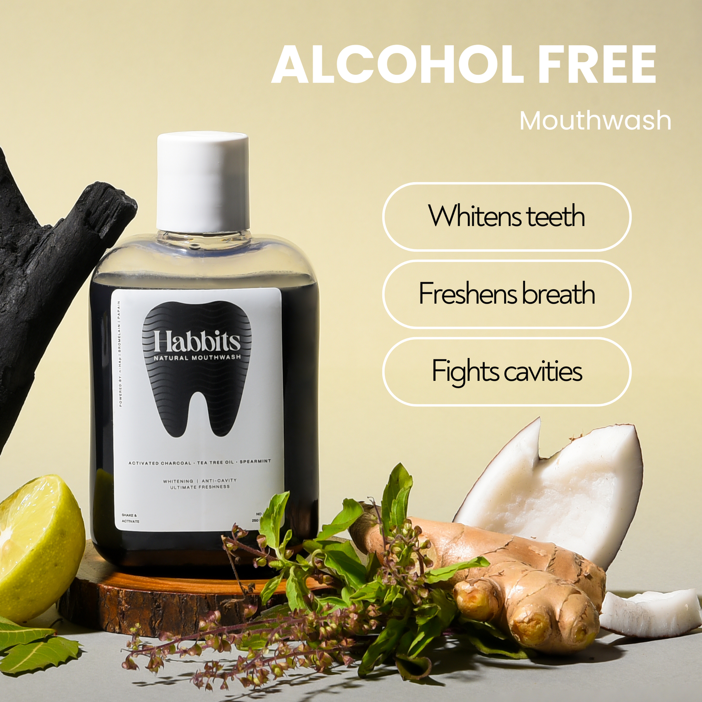 Teeth Whitening Natural Mouthwash- Charcoal & Spearmint