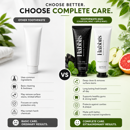 Natural Teeth Whitening Toothpaste Duo - Charcoal mint + Apple mint