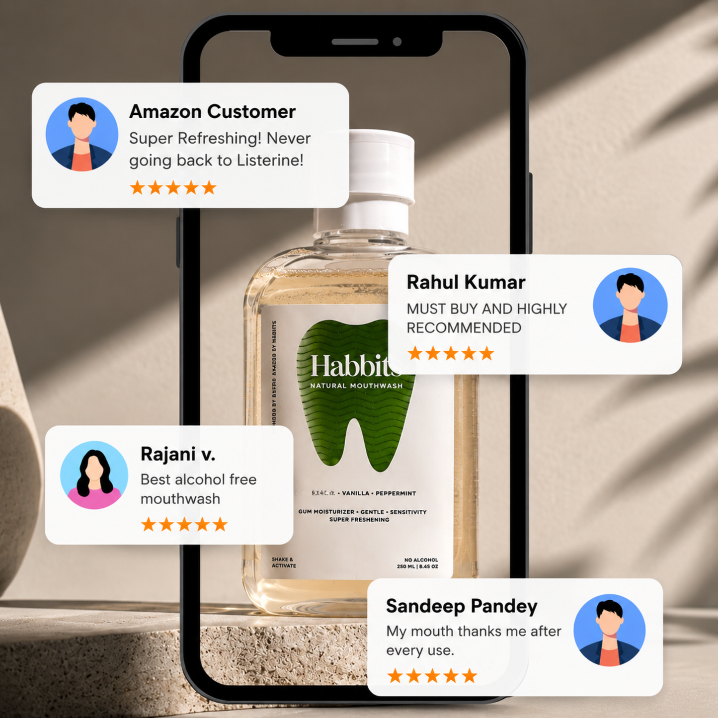 Sensitivity Relief Natural Mouthwash- Vanilla, Hemp & Spearmint