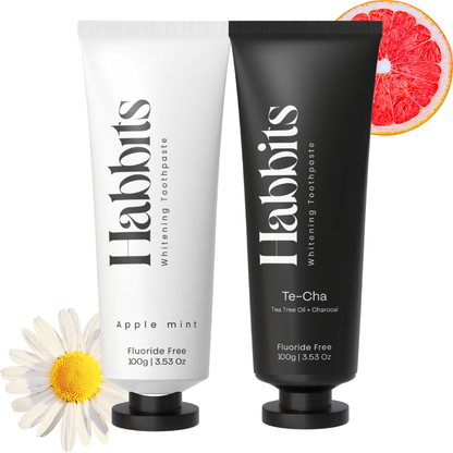 Natural Teeth Whitening Toothpaste Duo - Charcoal mint + Apple mint