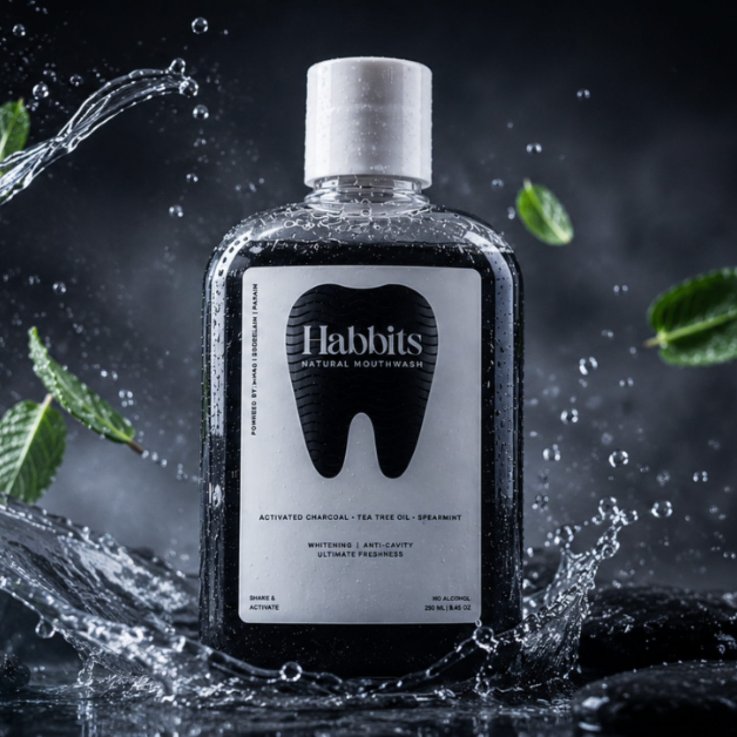 Teeth Whitening Natural Mouthwash- Charcoal & Spearmint